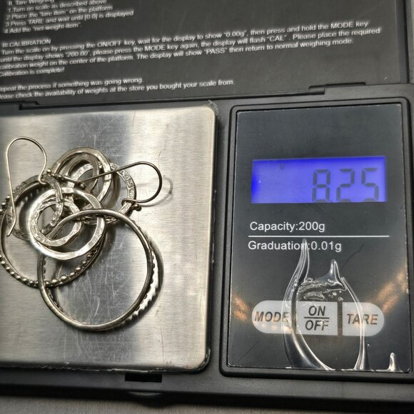 Sterling Silver 925 Multi-Circle Dangle Earrings 2.25" Signed PZ 8.25g Israel - Picture 5 of 5